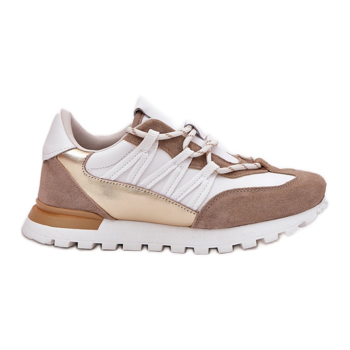 Kvinnors läderskor Artiker 56C1738 Beige-Gold