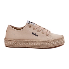 Kvinnors sneakers med Lee Cooper LCW-25-44-3215 flätan beige