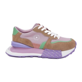 Kvinnors mocka sneakers på Big Star RR274815 Hi-polish rosa systemplattform