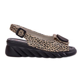 ARTIKER Naturlädersandaler för en kil Artker 56C2186 Leopardtryck beige