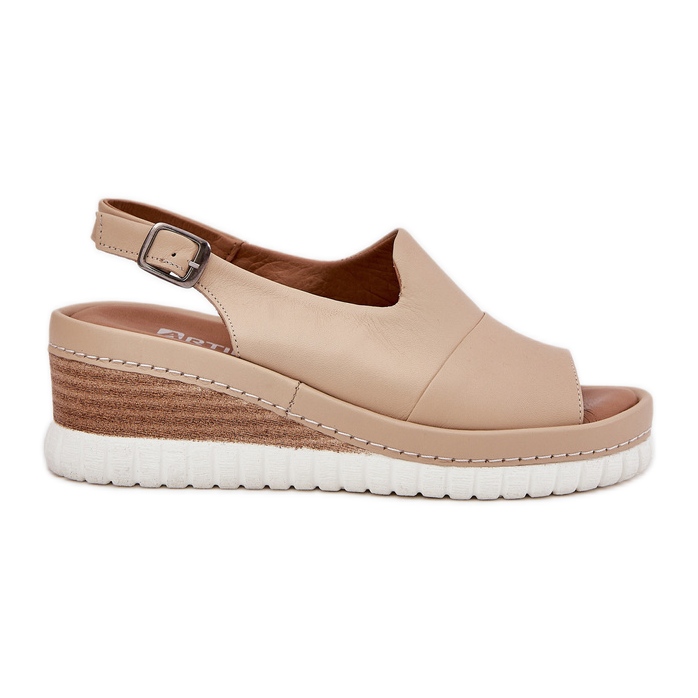 ARTIKER Kvinnors lädersandaler för en kil Artker 56C0919 Beige