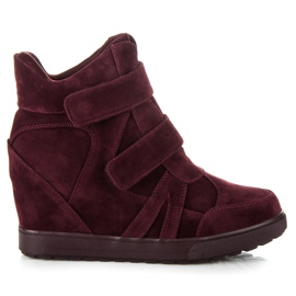 J. Star Sneakers i mocka med kardborreband röd