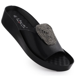 S.Barski Läderkvinnakilar med jackor med zirkoner Czarne S. Barski KV51-028 svart