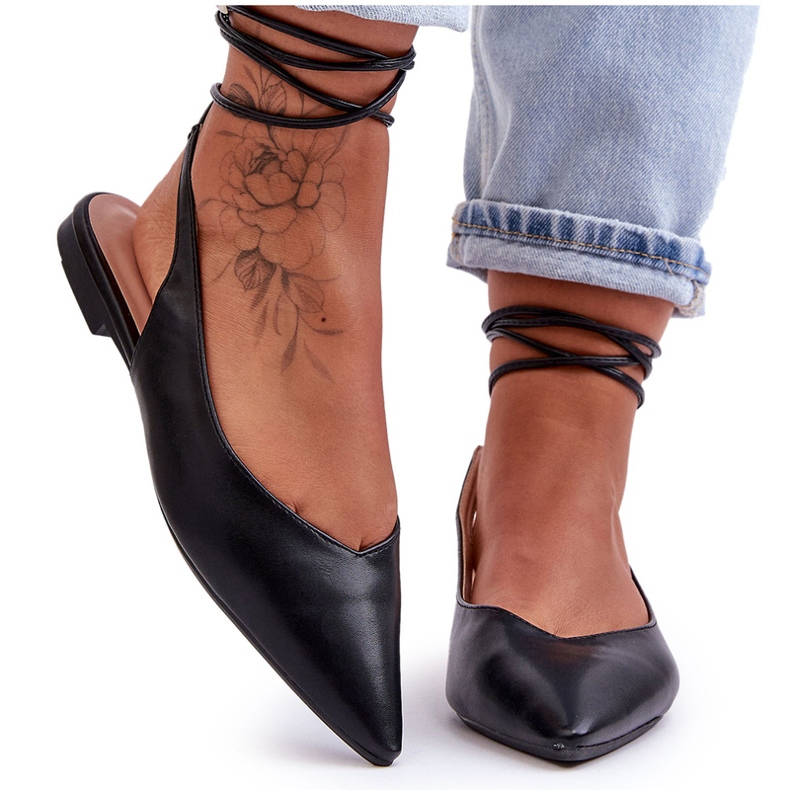Kvinnor bundna ballerinas svarta sandaler