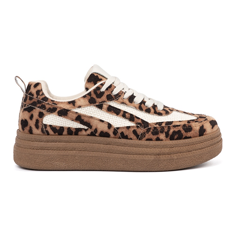 Kvinnors sneakers med leopardtryck brun