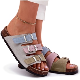 Kvinnors mocka flip flops med panto fino rr267034 blå spännen