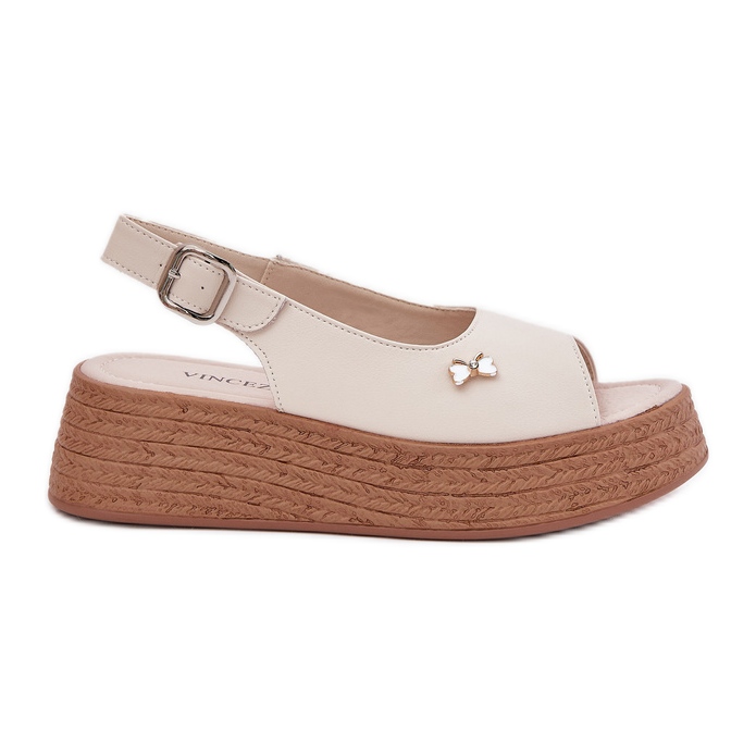Sandaler för kvinnor läder på Vinceza 41476 Beige Wedge