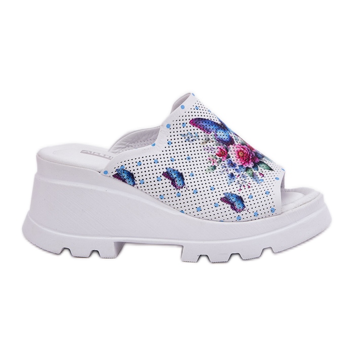 Women's Leather Flip Flops Artiker 56C0428 White vit