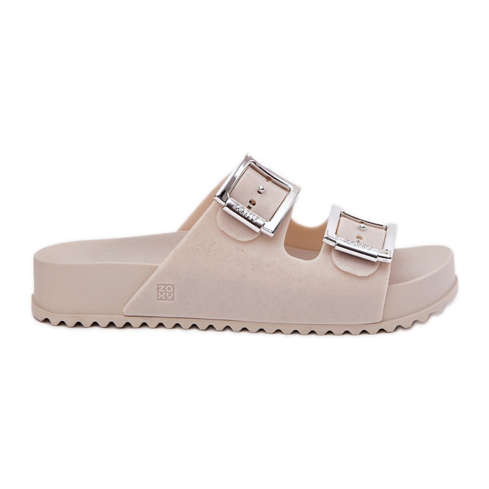 Doftande kvinnors flip flops med spännen och glitter zaxy rr285056 beige