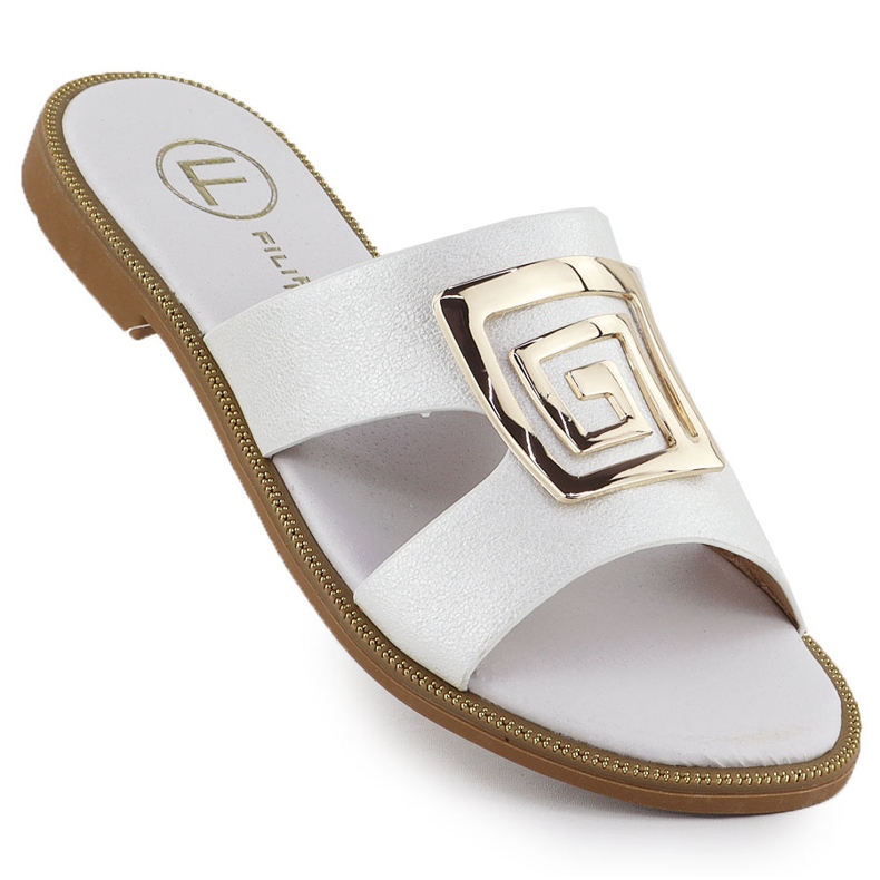 Kvinnors flip flops med dekoration White Filippo DS3703 vit