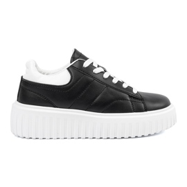Shelvt Kvinnors svarta sneakers med vita skär