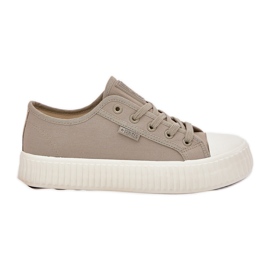 Material kvinnors sneakers på Big Star RR274779 grå plattform