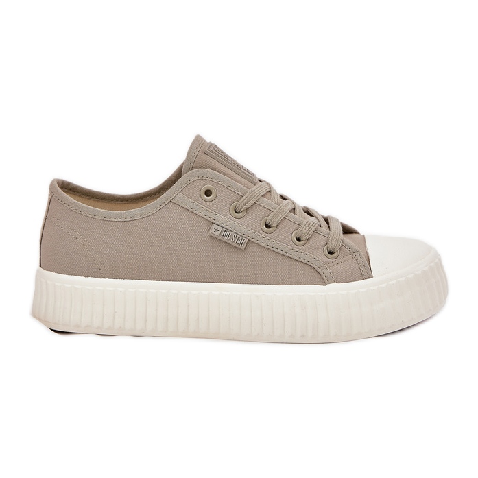 Material kvinnors sneakers på Big Star RR274779 grå plattform