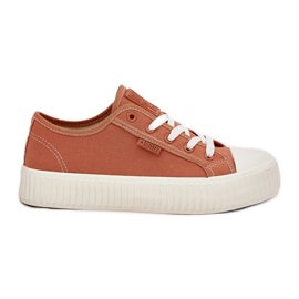 Material Kvinnors sneakers på Big Star RR274778 Orange Platform