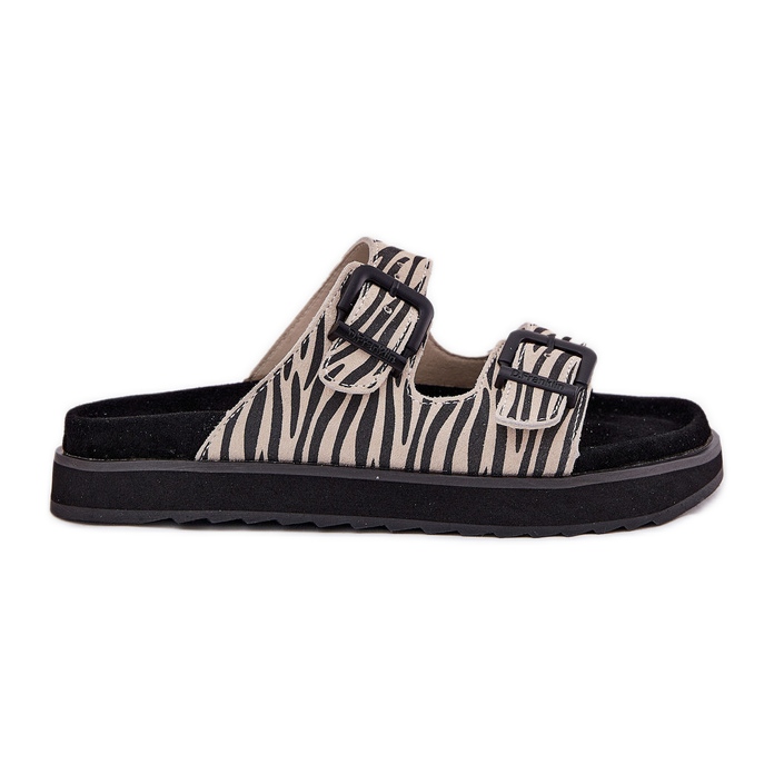 Kvinnors mocka flip flops med D.franklin DFSH405002 Zebra Buckles beige