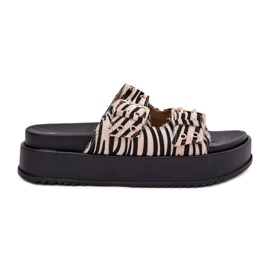 Inna Kvinnors flip flops med spännen på sebraplattformen vit