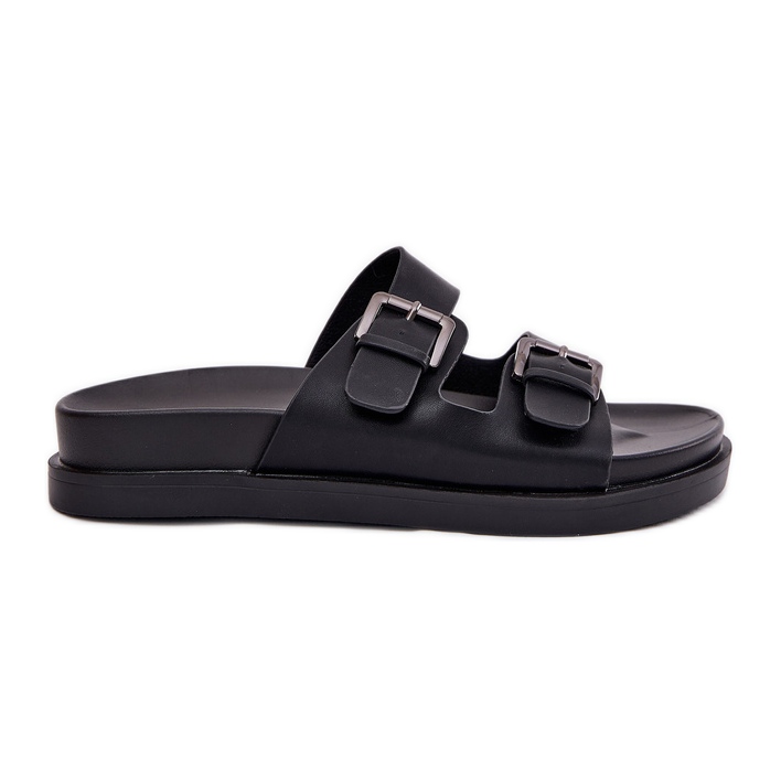 EVento Kvinnors tofflor med gyllene spännen svarta spännen