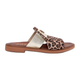 Zazoo Elegant platt -läder -hög -hane läderflip flops brun