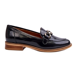 Laura Messi 2760 Navy Blue Leather Leather lackerade loafers