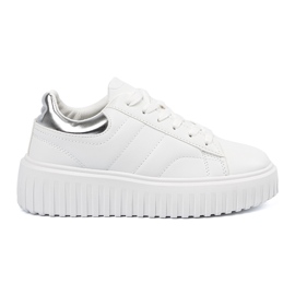 Shelvt Vita kvinnors sneakers med silverinsatser