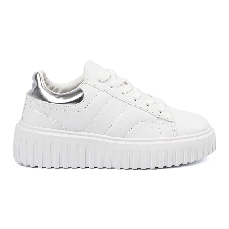 Shelvt Vita kvinnors sneakers med silverinsatser silver-