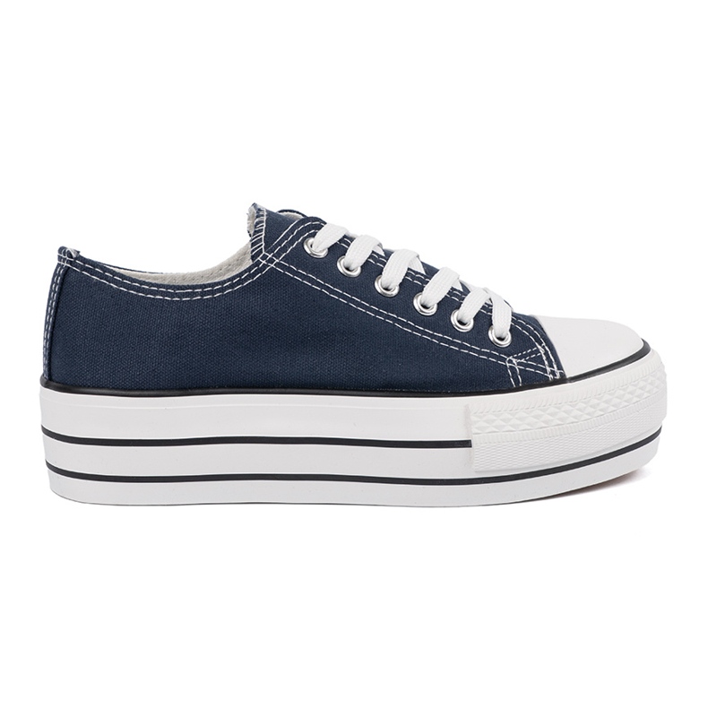 Shelvt Kvinnors marinblå sneakers på plattformen