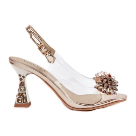 Vinceza Transparenta höga klackar med Vincez Crystals Pln 70116 Zlotys gyllene