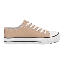 Shelvt Kvinnors material sneakers beige