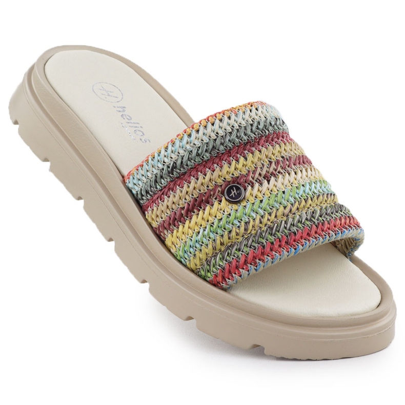 Kvinnors läderflip flops på plattformen Multikolor Helios 156.731 mångfärgad