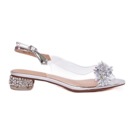 S.Barski Transparenta lågklackade sandaler med MR51-709 silverdekoration