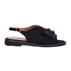 S.Barski Kvinnors sandaler med plattklackade bågar. Barski KV51-014 svart