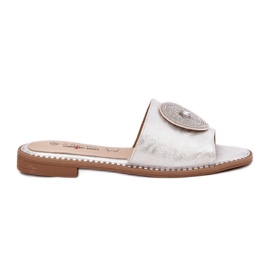 S.Barski Flat-klackade kvinnors flip flops med en prydnad S. Barski KV51-013 Silver