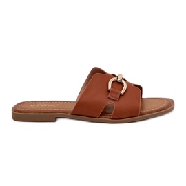 EVento Kvinnors platt flip flops med en dekorativ kameldetalj brun