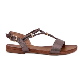 S.Barski Kvinnors platta sandaler med S. Barski KV51-120 grafitband silver-