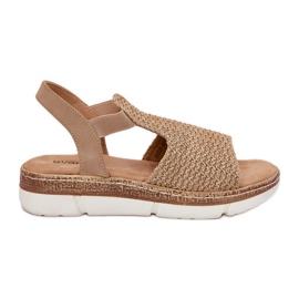 EVento Kvinnors sandaler med beige och guldfläta