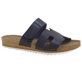 Befado kvinnors läder tofflor 158d297 marinblå