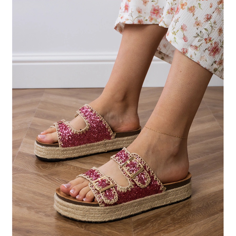 Rosa espadrilles glitter med spännen