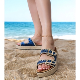 Marinblå glitter espadrilles med spännen