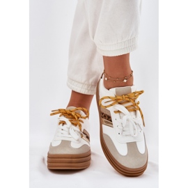 Kvinnors sneakers på plattformen med dubbel snörning vit leopardtryck