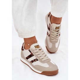 Låga sneakers kvinnors beige leopardtryck