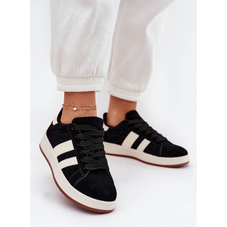 EVento Kvinnors sneakers med Eco Suede Black svart