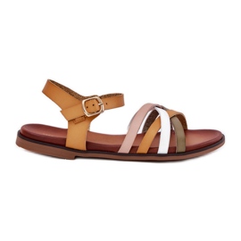 Kvinnors sandaler med Sergio Leone SK090H Swinging Stripes Yellow gul
