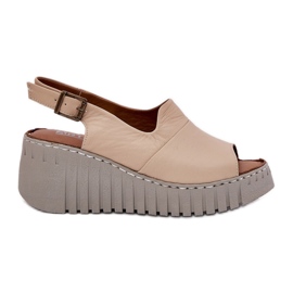 ARTIKER Kvinnors sandaler gjorda av naturläder på Wedge Artker 56C0957 Beige