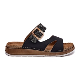 Lätt kvinnors flip flops med InBlu GS000055 svart spänne