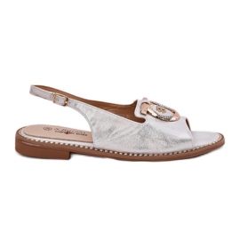 S.Barski Eleganta sandaler med plattklackad prydnad S. Barski KV51-003 Silver