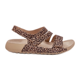 Kvinnors lädersandaler Zazoo K1004 Leopardtryck brun