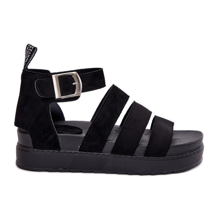 Kvinnors sandaler på plattformen med svarta ränder