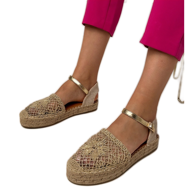 OpenWork Espadrilles Gold Sandals gyllene
