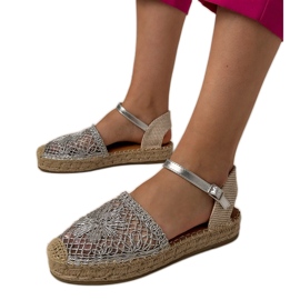 Silver Openwork Espadrilles Sandals