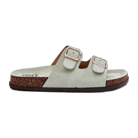 Kvinnors flip flops med mynta spännen grön